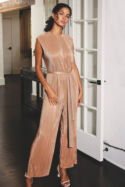 Dress Forum - Pleated Tie Waist Jumpsuit