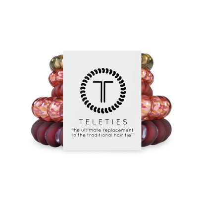 TELETIES - Burgundy Bliss - Mix Spiral Hair Coils, Hair Ties, 5-pack