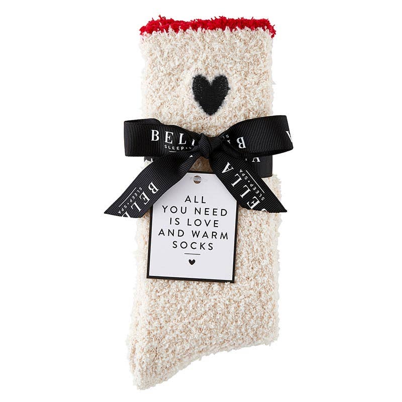 Bella Sleep + Spa - Cozy Socks - Red Trim + Black Heart