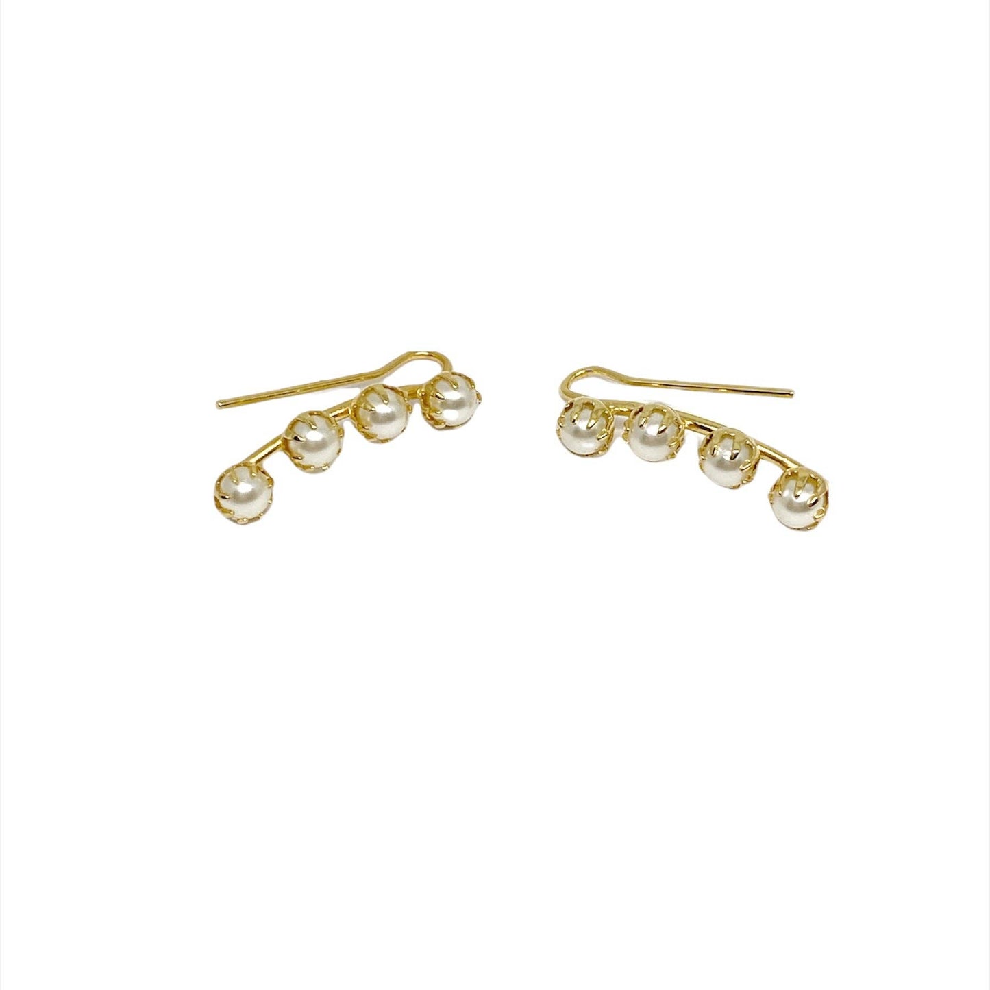 GoldFi - 18k Gold Filled Pearl Ear Climber Style Earrings