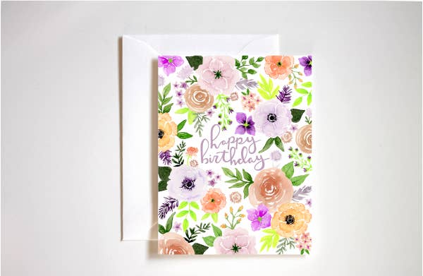 Stephanie Tara Stationery - Happy Birthday Vintage Floral Greeting Card