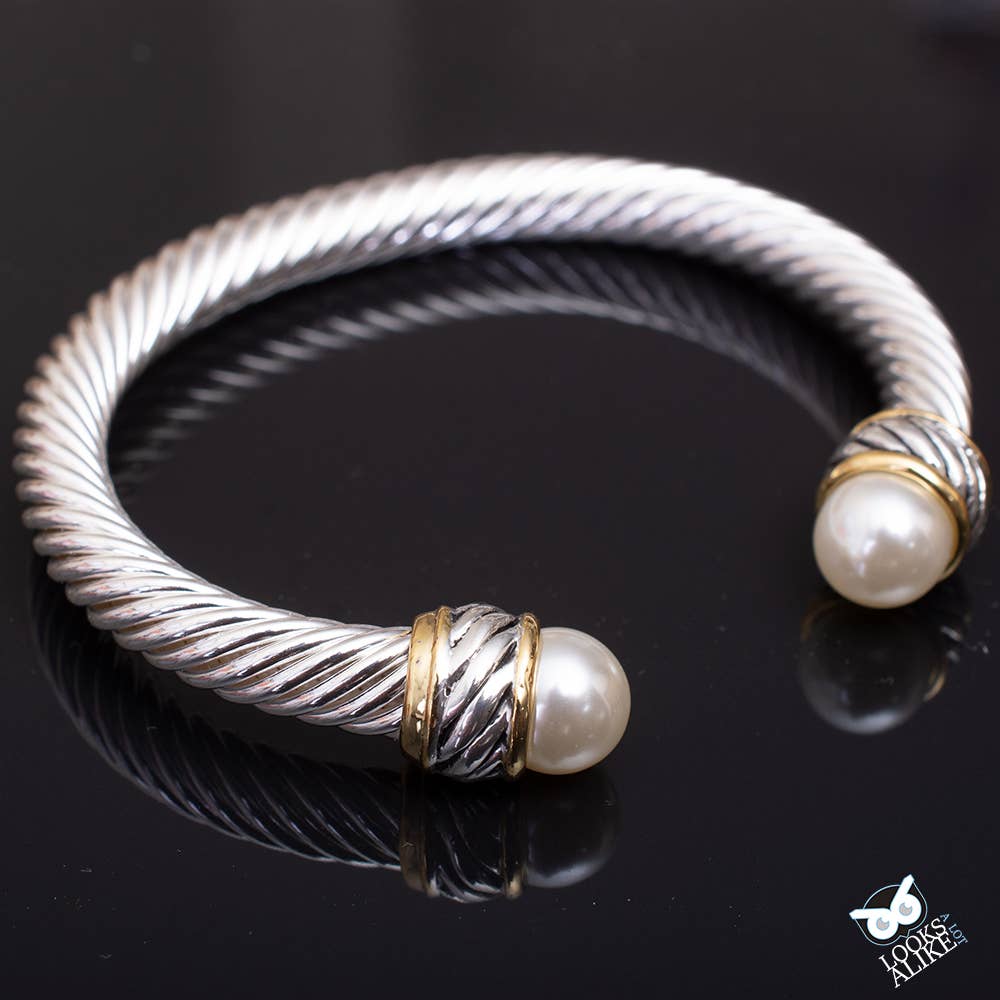 My Best Kept Jewelry - Dressy Pearl Cable Bangle