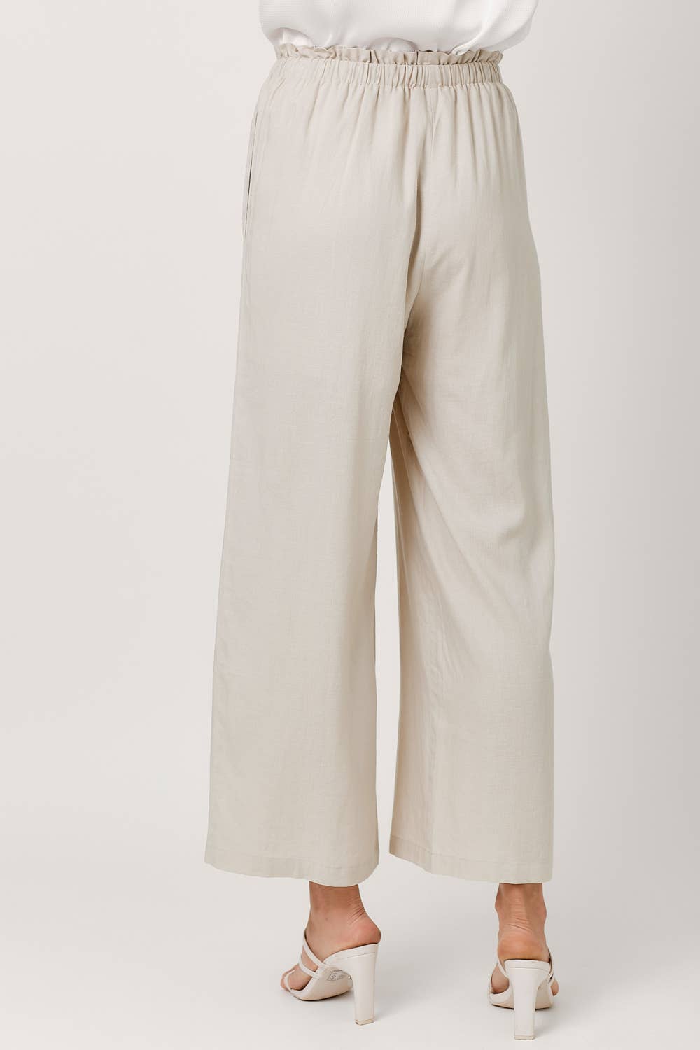 Mystree - Linen Wide Leg Pants - Stone