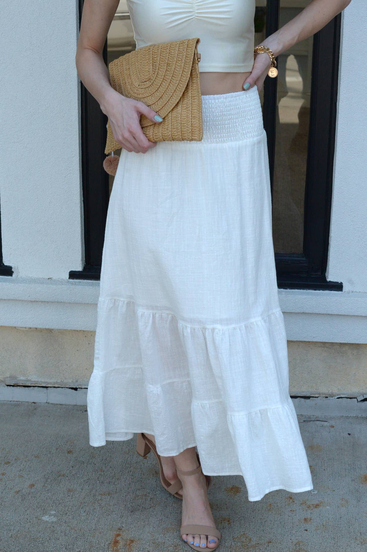 ESLEY - Dreaming Woven Maxi Skirt - White