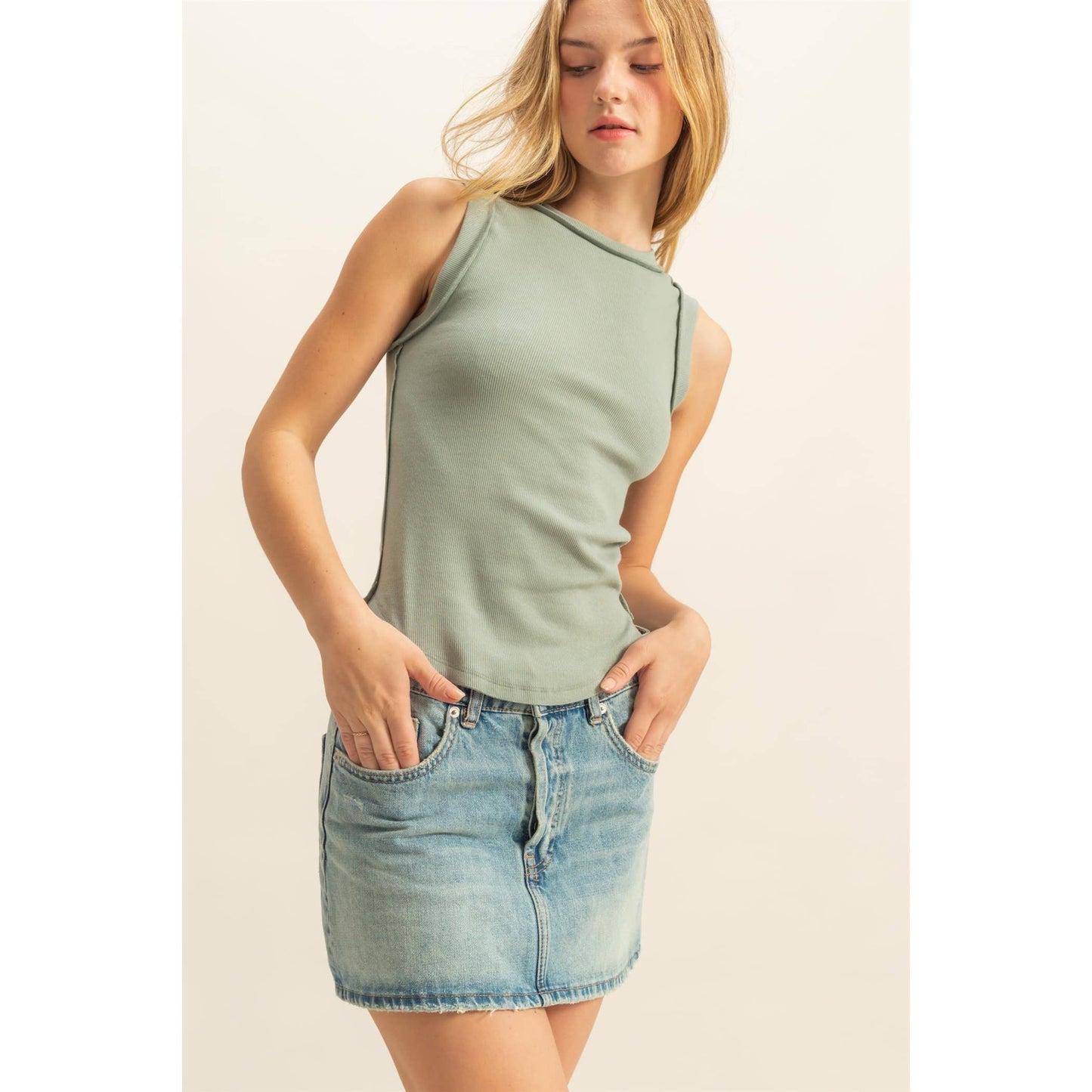 HYFVE - DZ25C058-Round Neck Ribbed Tank Top