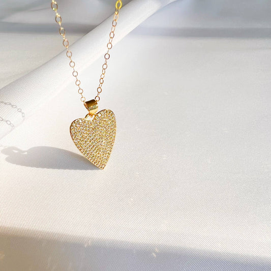 True By Kristy Jewelry - One Love Heart CZ Necklace Gold Filled