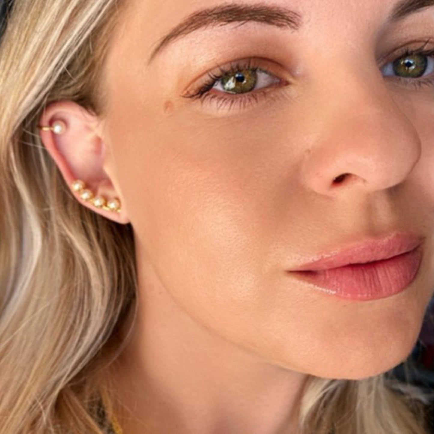 GoldFi - 18k Gold Filled Pearl Ear Climber Style Earrings