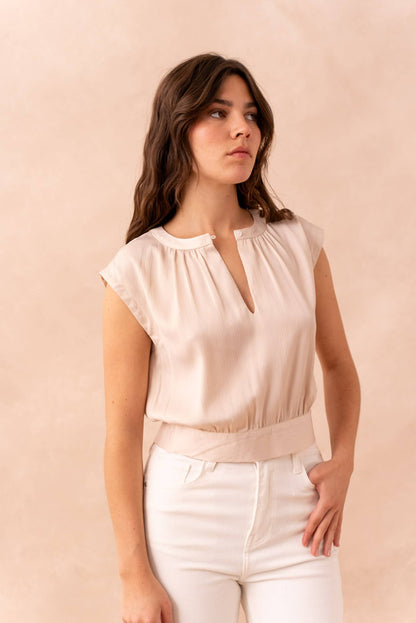 Choklate Paris - Maguie Crop Top with Bow - Beige