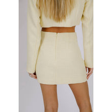 STORIA - Tweed Monochromatic Pastel Mini Skirt - Yellow