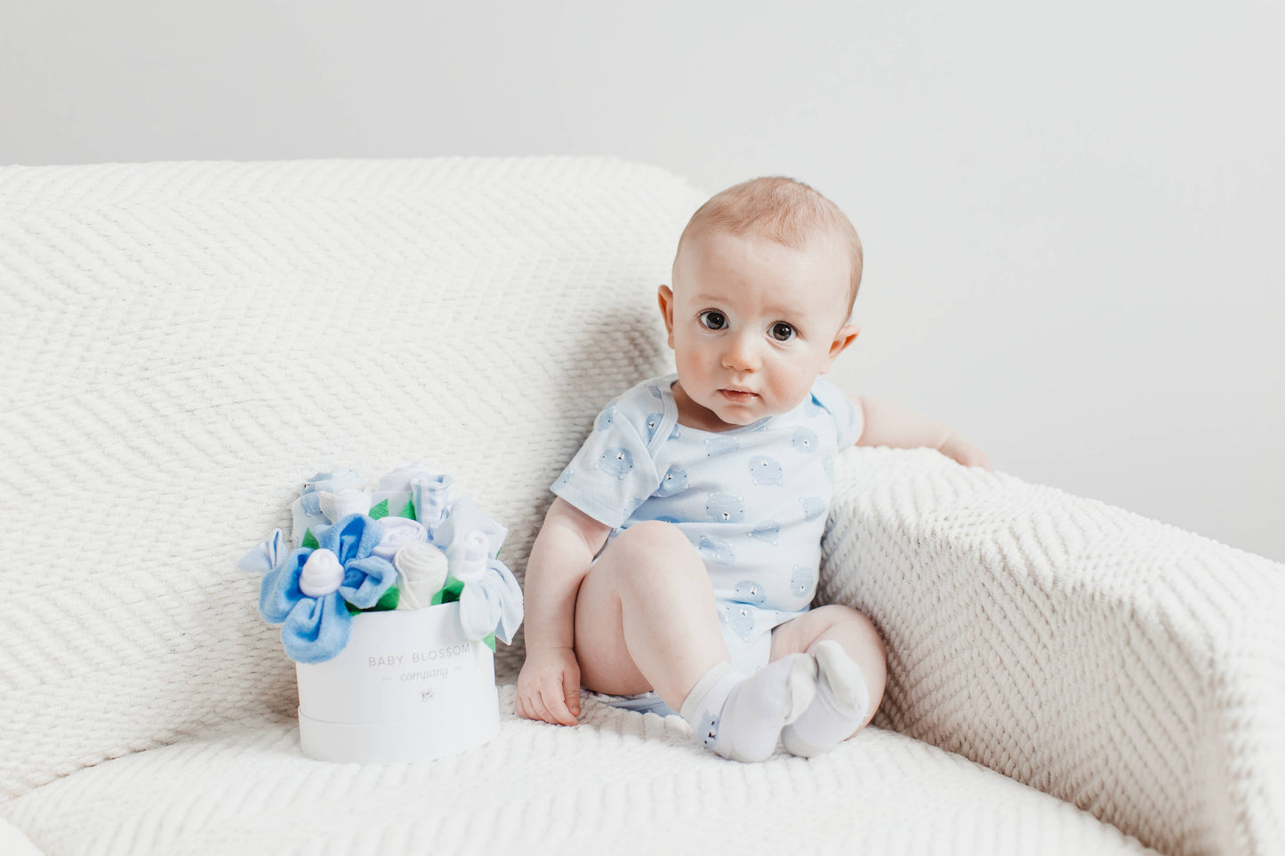 Baby Blossom Company - Petite Baby Boy Gift Set Flower Bouquet - Bear