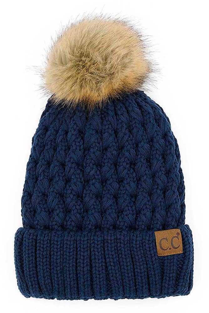Hana - C.C Lattice Crossover Stitch Beanie Winter Hat