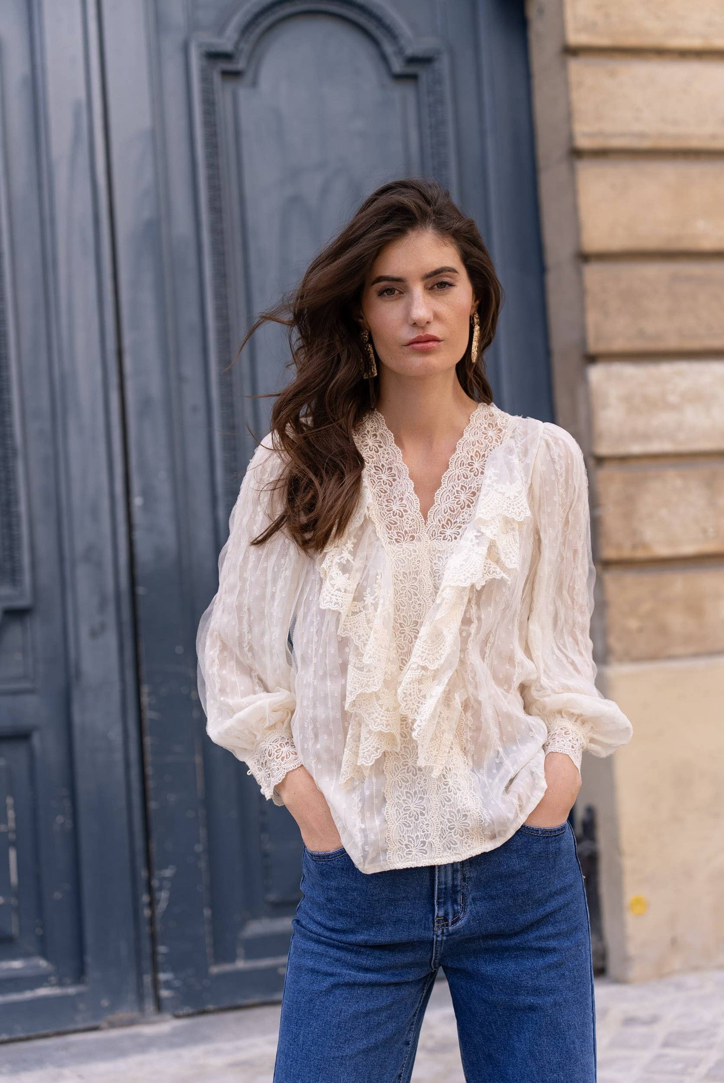 Choklate Paris - Frilly Neck Lace Top