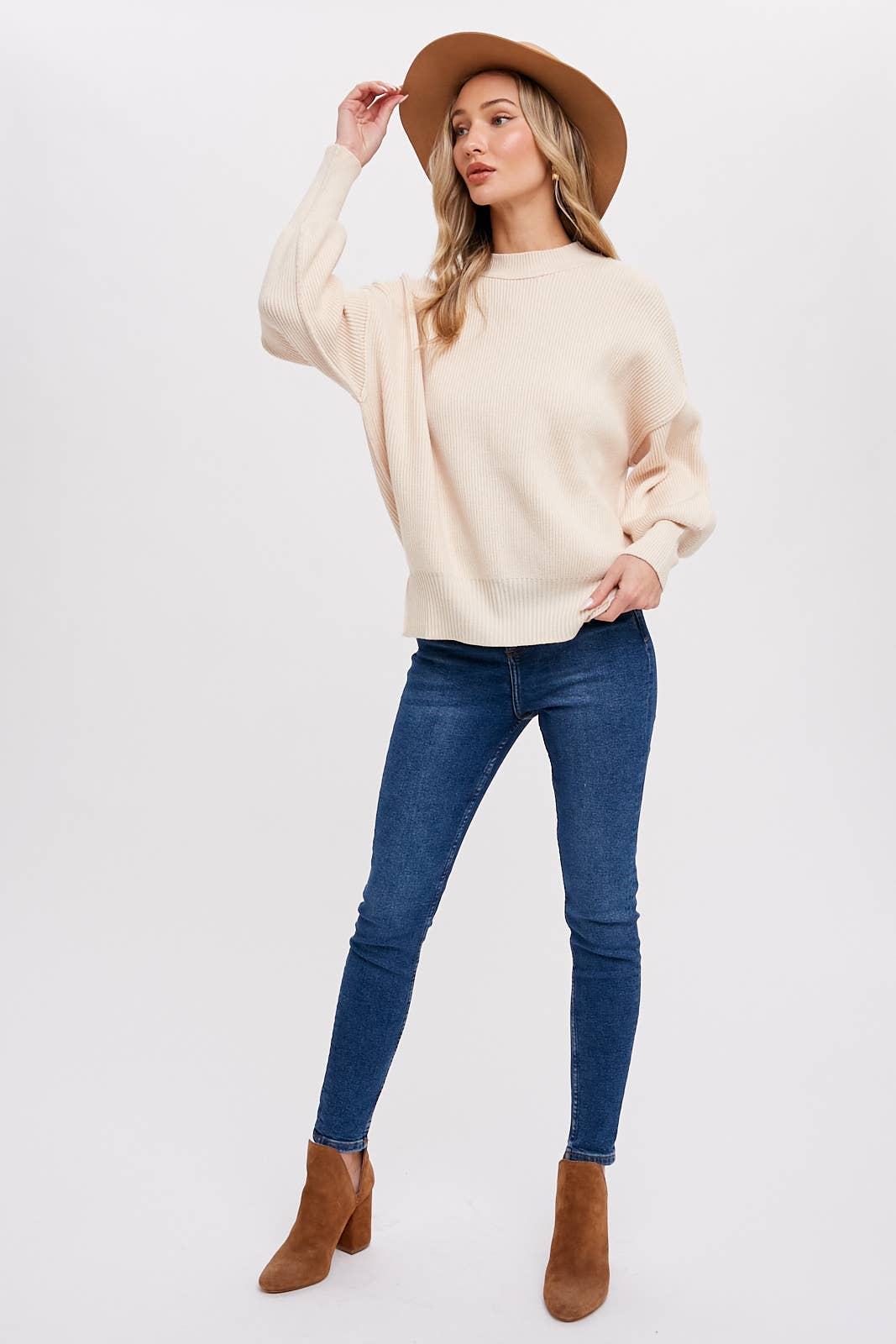 Bluivy - Ribbed Mock Neck Pullover