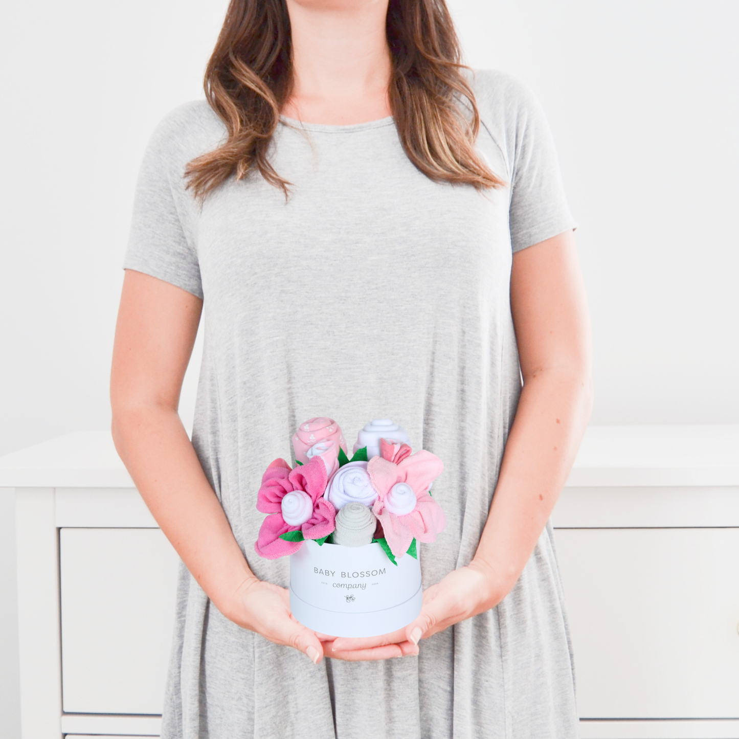 Baby Blossom Company - Petite New Mom Baby Girl Gift Box Bouquet -Floral