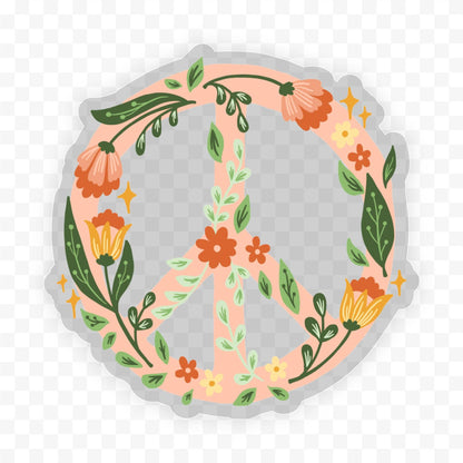 Big Moods - Floral Peace Sign Clear Sticker