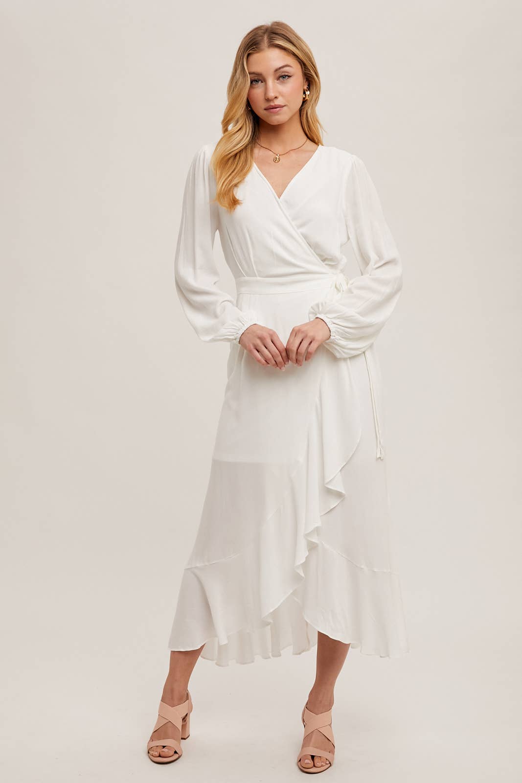 Bluivy - Ruffle Hem Maxi Wrap Dress