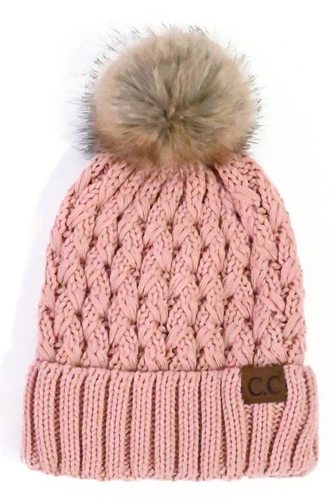 Hana - C.C Lattice Crossover Stitch Beanie Winter Hat