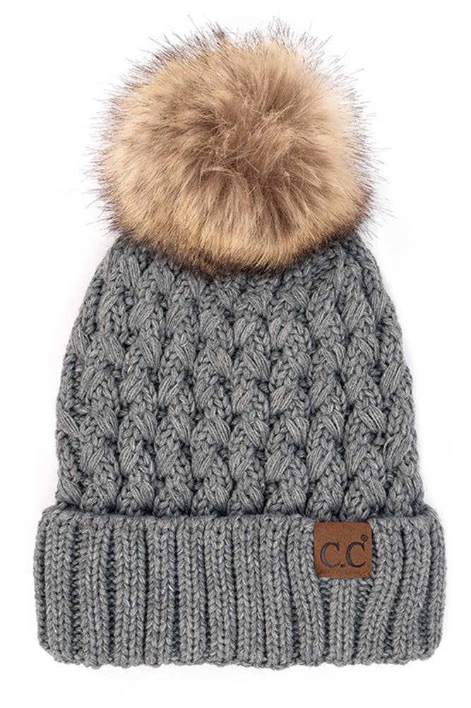Hana - C.C Lattice Crossover Stitch Beanie Winter Hat