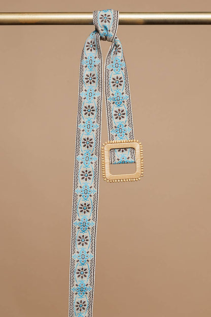 Pol Clothing - Belt - Square Buckle - Blue Floral