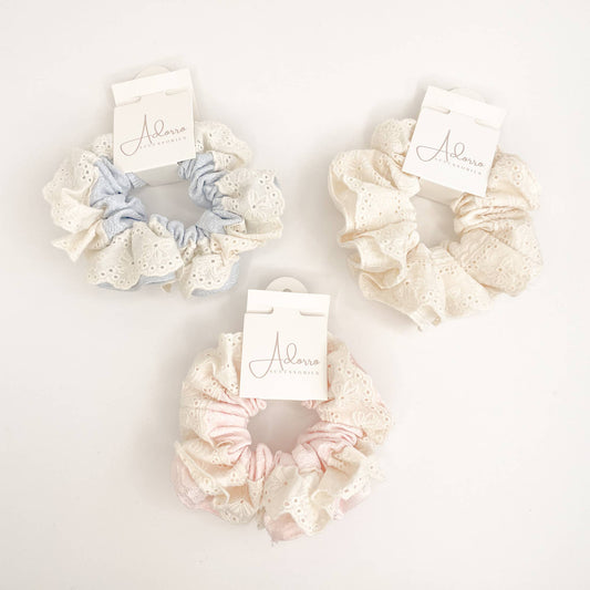 Adorro - Eyelet Embossed Mega Scrunchies