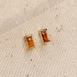 GoldFi - 18k Gold Filled Baguette Birthstone Stud Earrings