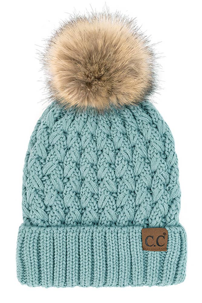 Hana - C.C Lattice Crossover Stitch Beanie Winter Hat