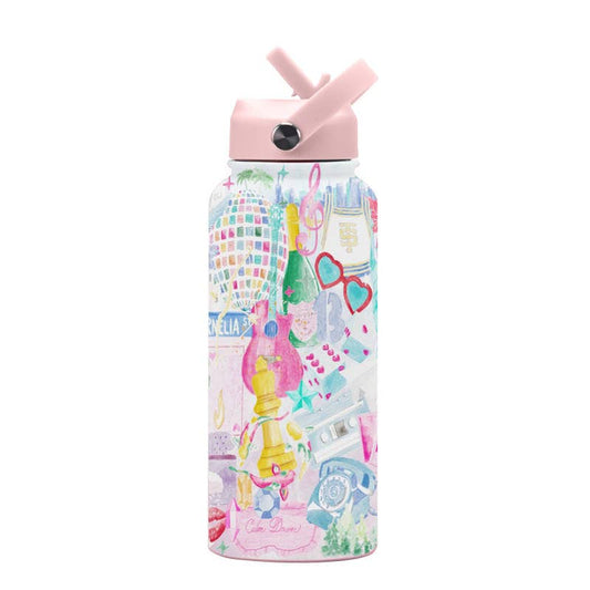 Gracefully Made Art - Taylor Swift Insulated Water Bottle with Straw Lid - 32oz