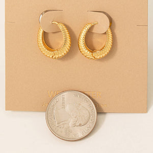 Fame Accessories - Metallic Braided Oval Latch Hoop Earrings
