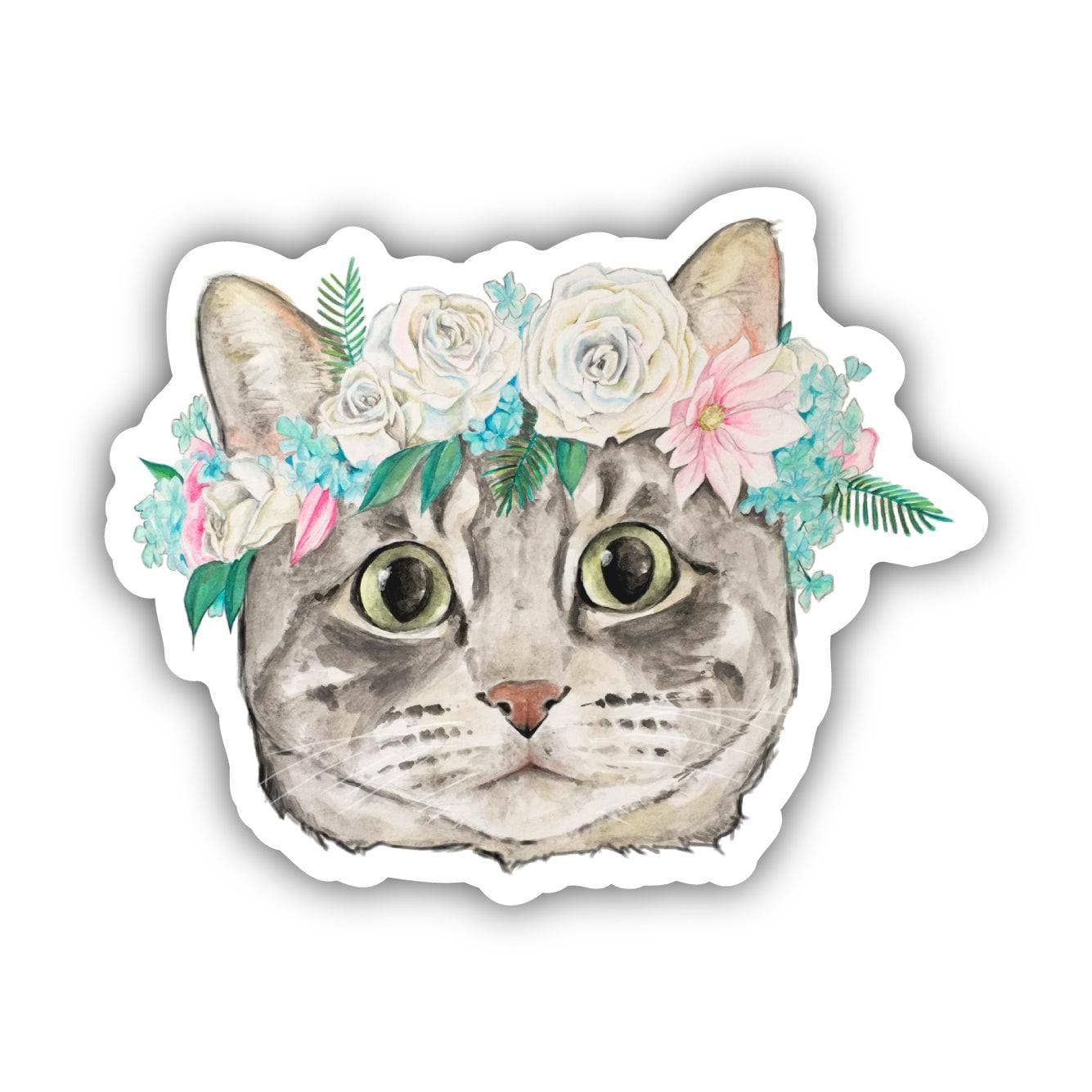 Big Moods - Cat With Flower Crown Sticker