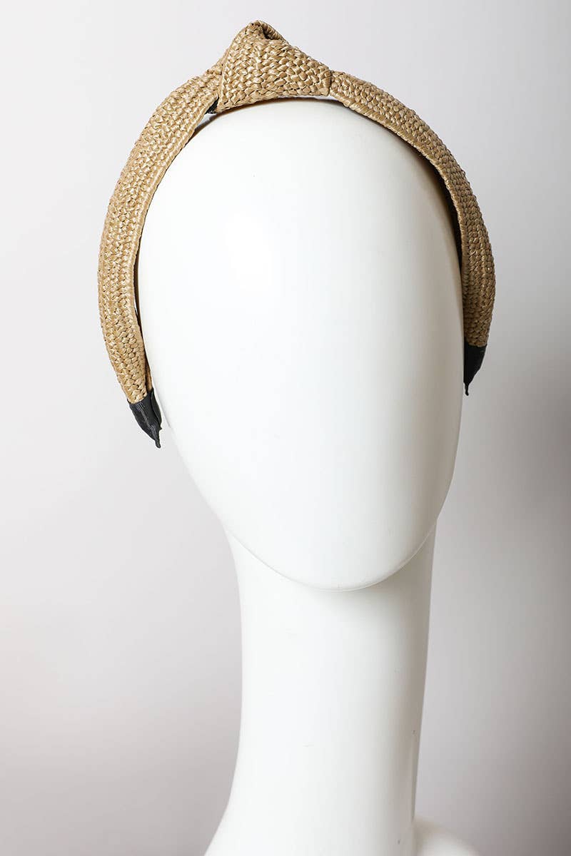 Leto Accessories - Bohemian Straw Rattan Knotted Headband - Natural