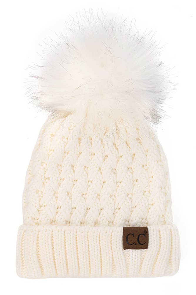 Hana - C.C Lattice Crossover Stitch Beanie Winter Hat