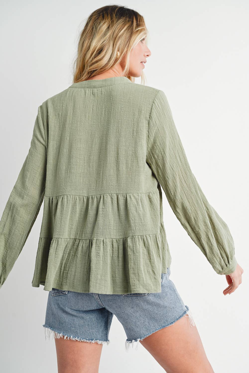 Bluivy - Tiered Rustic Blouse - Sage