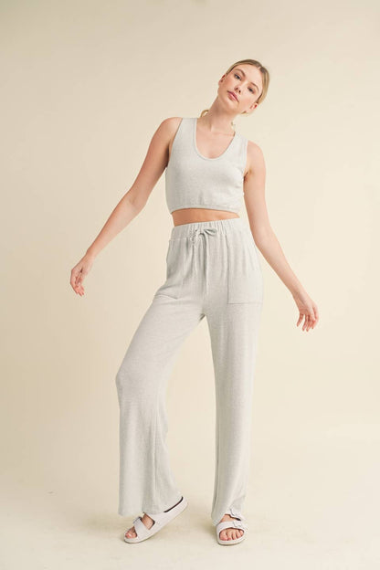 KIMBERLY C - Soft Brushed Hacci Lounge Tank and Pants Set