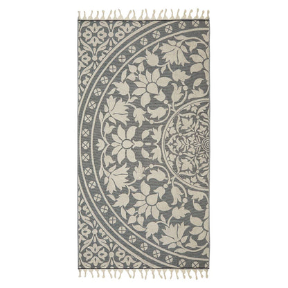 Kikoya - Mandala Terry Bath Towels Turkish Cotton 36x66 Beach Hammam: Black