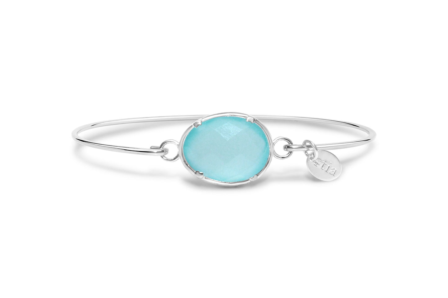 Stia Jewelry: Freeform Prong Bracelet Aqua Chalcedony