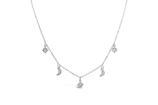 Stia Jewelry: Dazzling Dangle Moon & Star Necklace
