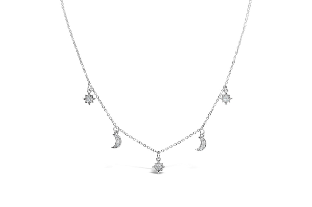 Stia Jewelry: Dazzling Dangle Moon & Star Necklace