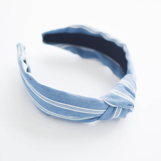 Ronni Blake & Co - Knotted Headband - Stripes Denim