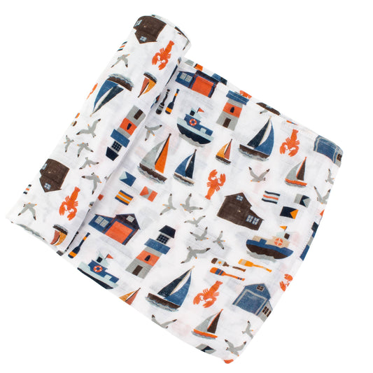 Bebe Au Lait - Nautical Single Oh-So-Soft Muslin Swaddle Blanket