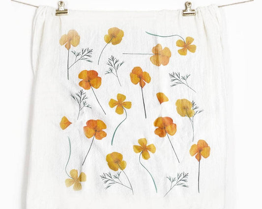 Honey Brush Design - Pressed Poppies Tea Towel