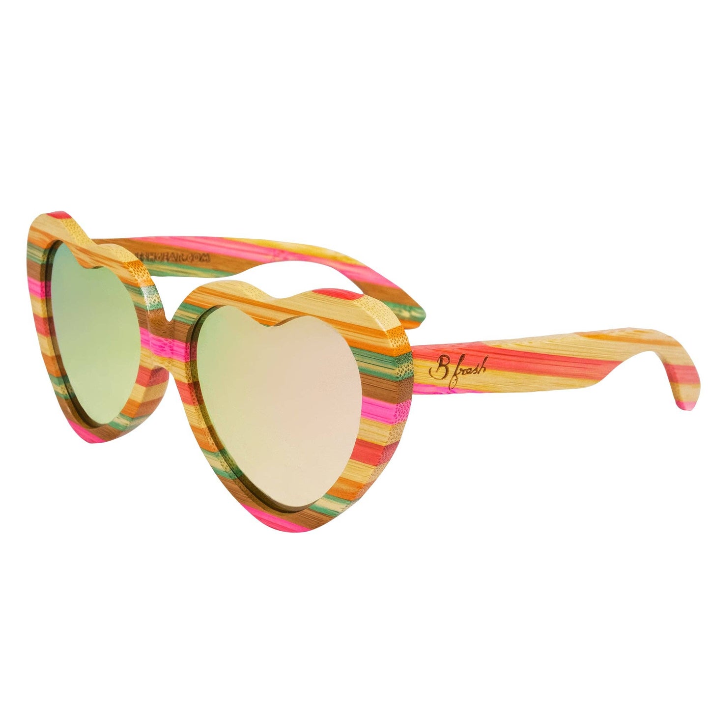 B Fresh Gear - Heart Shapes - Rainbow Heart Sunglasses All Wood