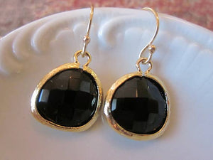 Laalee Jewelry - Black Onyx Earrings Gold Plated