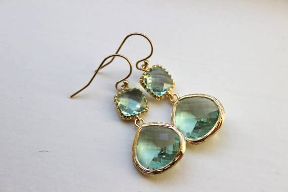 Laalee Jewelry - Gold Large Prasiolite Green Earrings