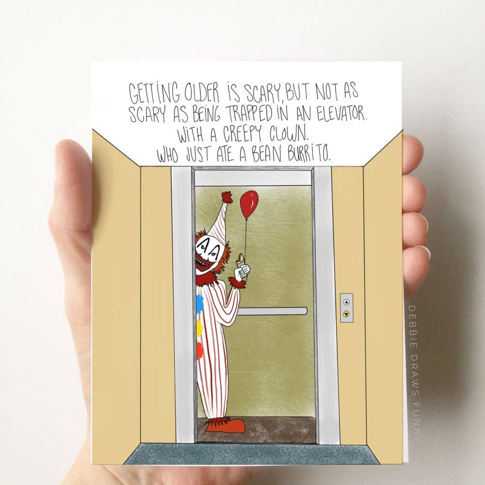 Debbie Draws Funny - Creepy Clown Funny Birthday Card Funny Cards Greeting Cards