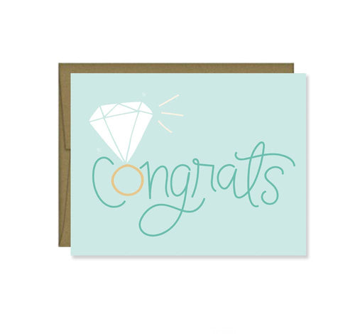 Pen & Paint - Congrats Engagement Card, Wedding Bridal shower, ring