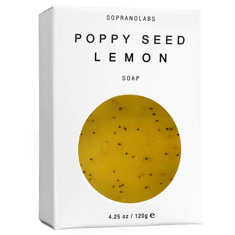 SopranoLabs - POPPY SEED LEMON Vegan Soap. Gift for her/him