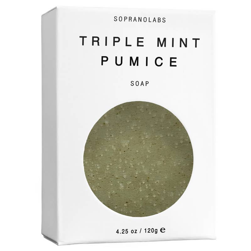 SopranoLabs - TRIPLE MINT PUMICE Vegan Soap. SPA Gift for him/her