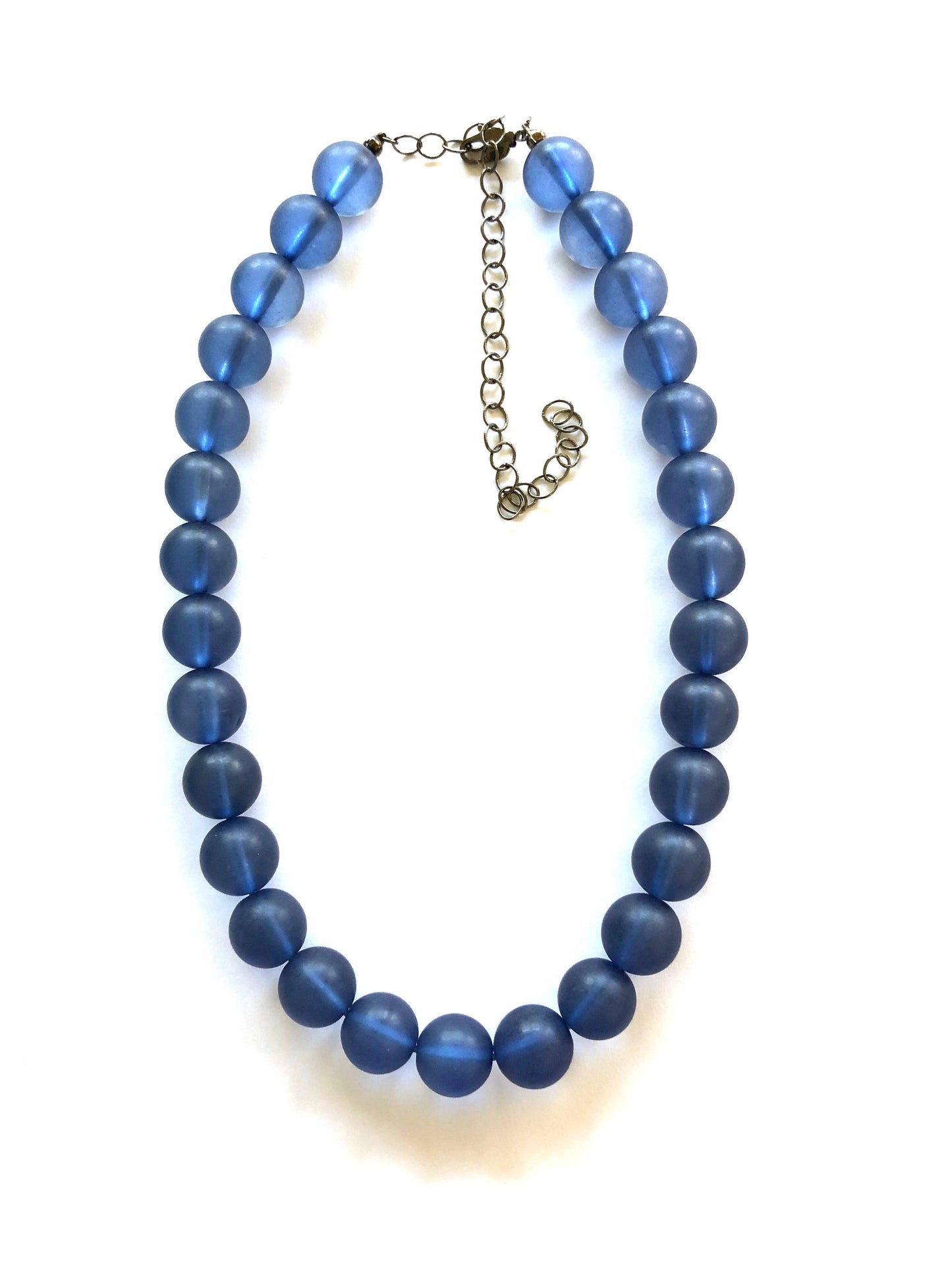 Leetie Lovendale - Denim Blue Beaded Vintage Lucite Chunky Marco Necklace