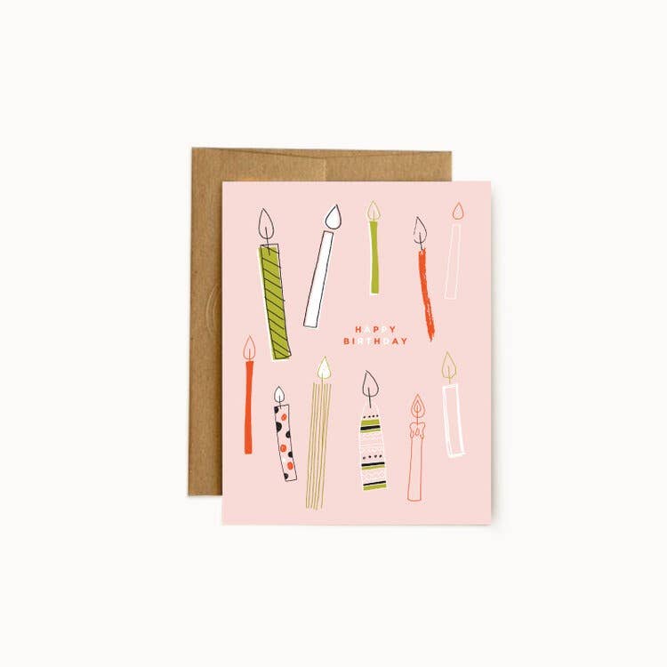 Hello Doodle - Pink Birthday Candles Card