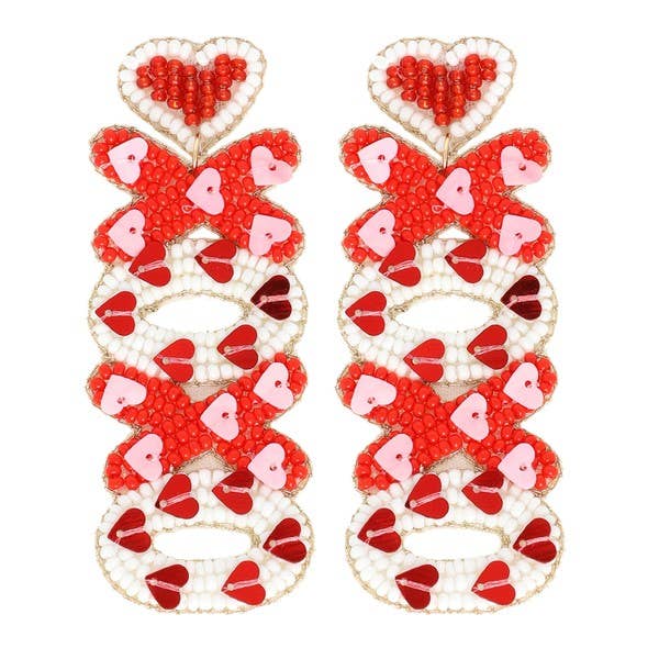 anbfashion - XOXO BEADED EMBROIDERY VALENTINE LETTER EARRINGS